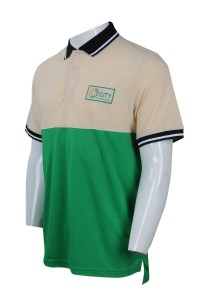 P840 來樣訂做短袖反光Polo恤 自訂撞色款反光Polo恤 Polo恤生產商    米黃色撞綠色，黑色領、袖口
